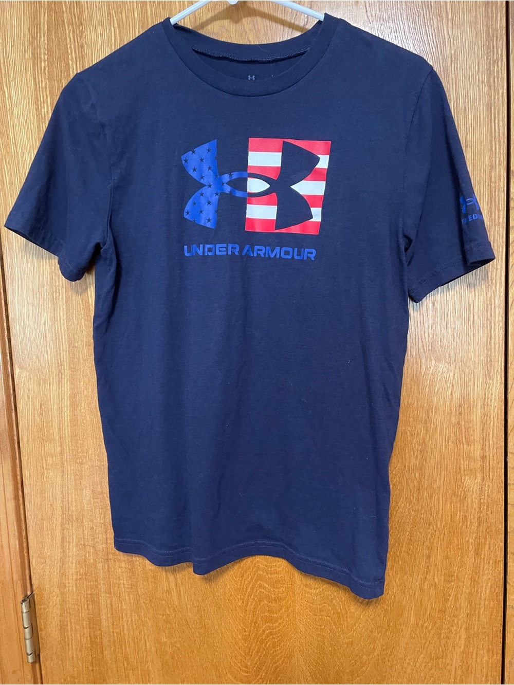 Under Armour kids Navy American Flag Logo T-Shirt